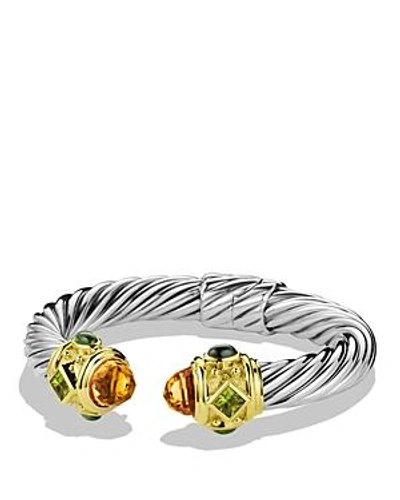 Shop David Yurman Renaissance Bracelet With Citrine, Peridot & Gold In Orange/silver