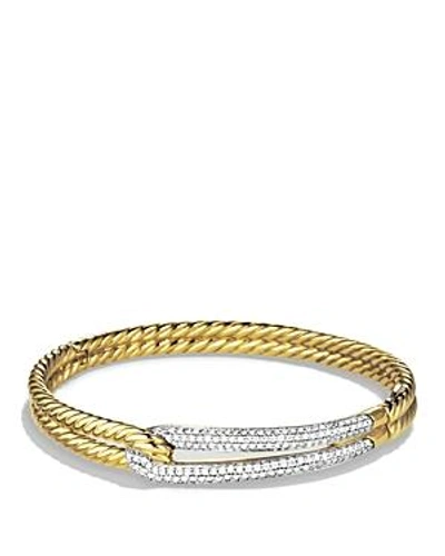 Shop David Yurman Labyrinth Single-loop Bracelet With Diamonds In Gold In Yellow Gold