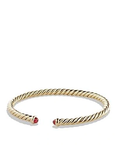Shop David Yurman Precious Cable Pave Cablespira Bracelet With Rubies In Gold In Gold/red