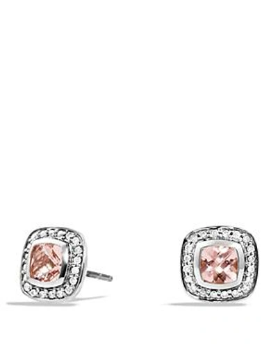 Shop David Yurman Petite Albion Earrings With Morganite And Diamonds In Silver/pink