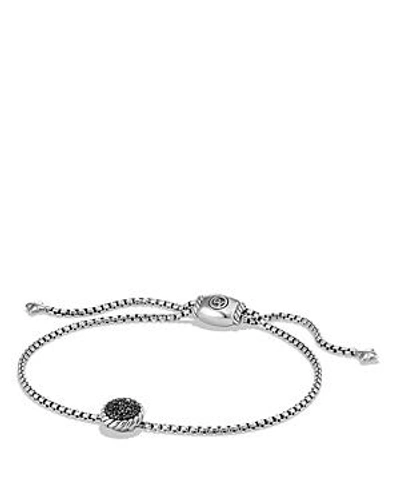 Shop David Yurman Chatelaine Petite Bracelet With Black Diamonds In Black/silver
