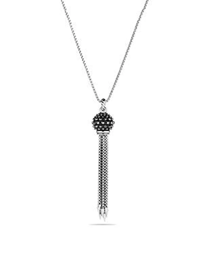 Shop David Yurman Osetra Tassel Necklace With Hematine In Grey/silver
