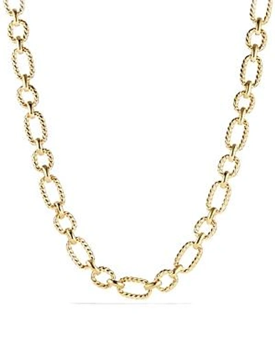 Shop David Yurman Chain Cushion Link Necklace With Diamonds In 18k Gold