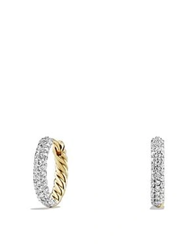 Shop David Yurman Petite Pave Earrings With Diamonds In 18k Gold In White/gold