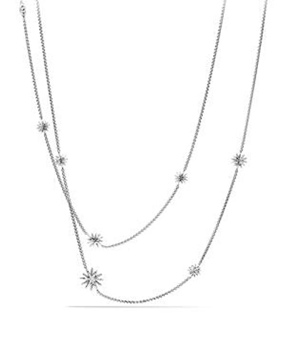 Shop David Yurman Starburst Station Necklace With Diamonds In Silver