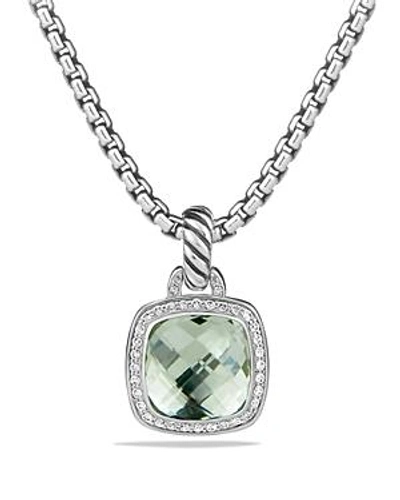 Shop David Yurman Albion Pendant With Prasiolite And Diamonds In Grey/silver