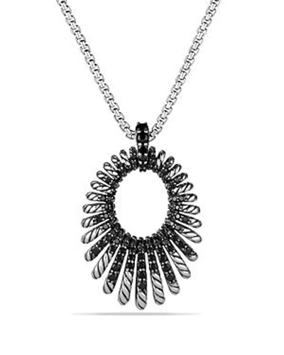 Shop David Yurman Tempo Necklace With Black Spinel In Black/silver