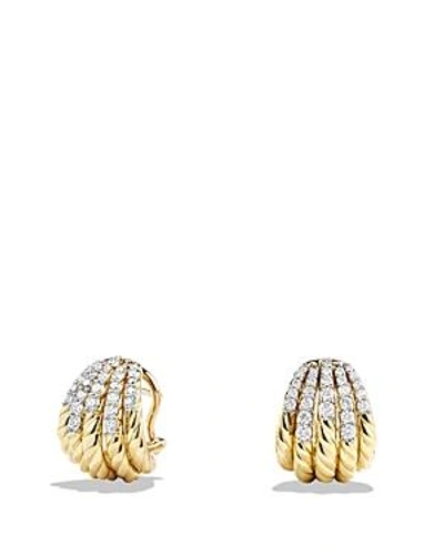 Shop David Yurman Tempo Earrings With Diamonds In 18k Gold