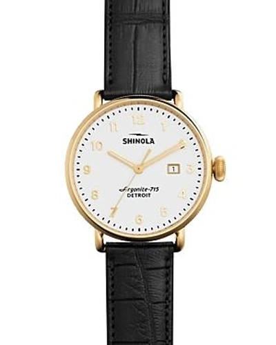 Shop Shinola The Canfield Alligator Strap Watch, 43mm In White