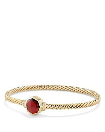 Shop David Yurman Guilin Octagon Bracelet With Garnet And Diamonds In 18k Yellow Gold In Red/gold