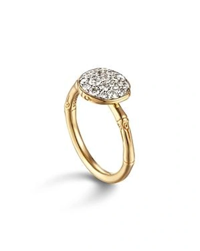 Shop John Hardy Bamboo 18k Gold And Diamond Pave Small Round Ring In White/gold