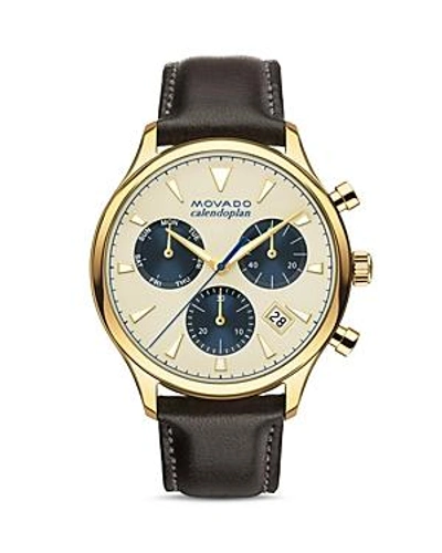 Shop Movado Heritage Calendoplan Chronograph, 43mm In White