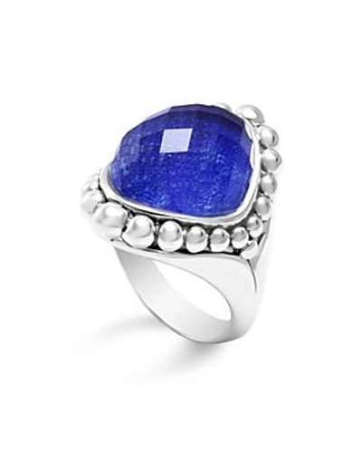 Shop Lagos Sterling Silver Maya Doublet Dome Ring With Lapis In Blue