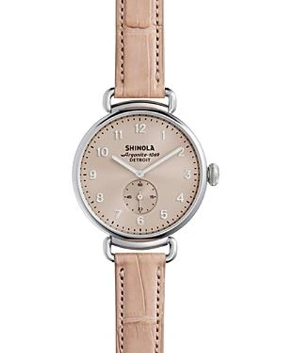 Shop Shinola The Canfield Alligator Strap Watch, 38mm In Nude