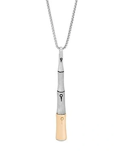 Shop John Hardy 18k Yellow Gold And Sterling Silver Bamboo Brushed Pendant Necklace, 32 In Gold/silver