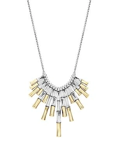 Shop John Hardy 18k Yellow Gold And Sterling Silver Bamboo Bib Necklace, 16 In Silver/gold