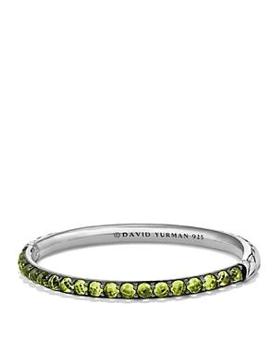 Shop David Yurman Osetra Bangle Bracelet With Peridot In Green/silver