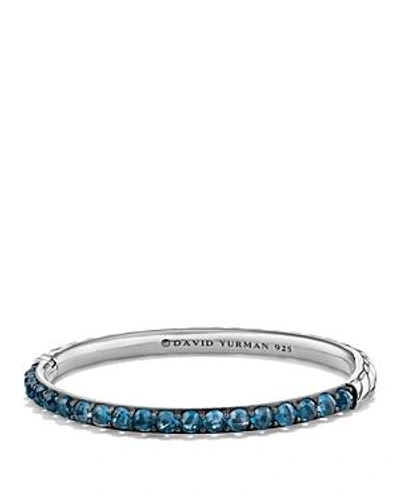 Shop David Yurman Osetra Bangle Bracelet With Hampton Blue Topaz In Blue/silver