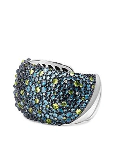 Shop David Yurman Osetra Cuff Bracelet With Hampton Blue Topaz, Peridot And Diamonds In Blue/green