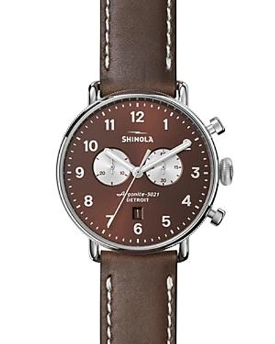 Shop Shinola The Canfield Chronograph Watch, 43mm In Brown