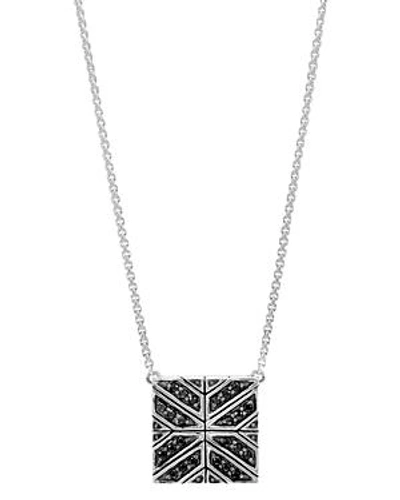 Shop John Hardy Sterling Silver Modern Chain Black Sapphire Square Pendant Necklace, 16 In Black/silver