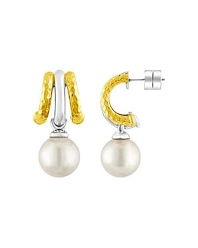 Shop Majorica Simulated Pearl Hoop Earrings In Multi
