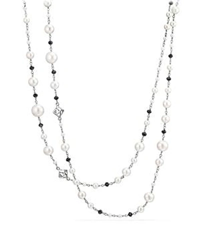 Shop David Yurman Oceanica Cultured Freshwater Pearl And Bead Link Necklace With Black Spinel In White/black