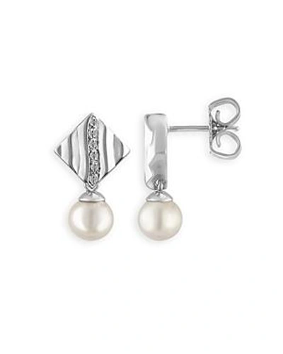 Shop Majorica Simulated Pearl Drop Stud Earrings In White/silver