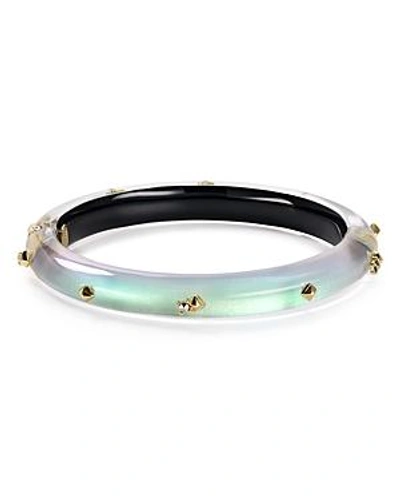 Shop Alexis Bittar Golden Studded Hinge Bangle In Clear