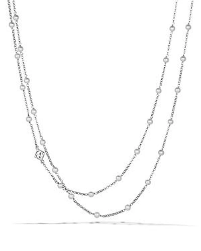 Shop David Yurman Chain Necklace With Pearls In Silver