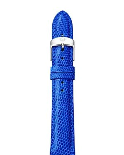 Shop Michele Lizard-embossed Leather Strap, 16-18mm In Blue