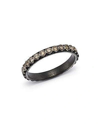 Shop Armenta Blackened Sterling Silver Old World Diamond Stacking Ring In White/black