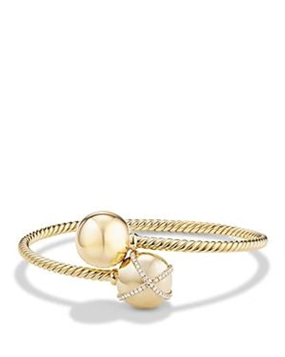 Shop David Yurman Solari Bypass Bracelet With Diamonds In 18k Gold In White/gold
