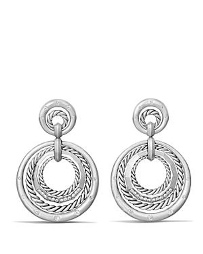 Shop David Yurman Stax Drop Earrings With Diamonds In White/silver