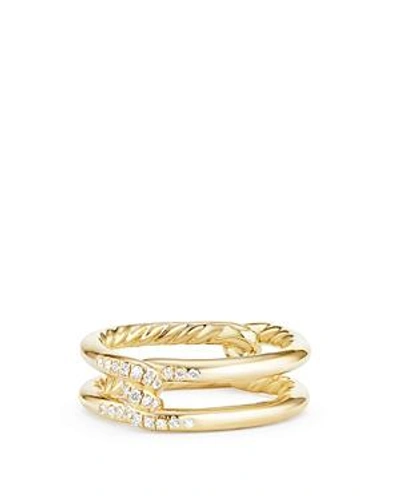 Shop David Yurman Continuance Knot Ring With Diamonds In 18k Gold In White/gold
