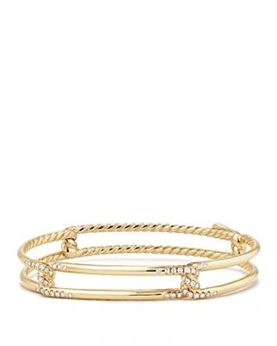 Shop David Yurman Continuance Bracelet With Diamonds In 18k Gold In White/gold