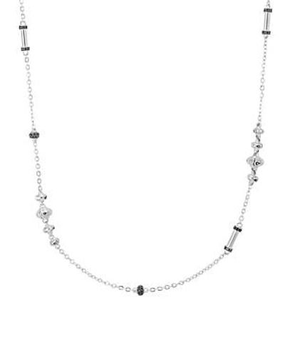 Shop John Hardy Sterling Silver Bamboo Station Necklace With Black Spinel, 36 In Black/silver