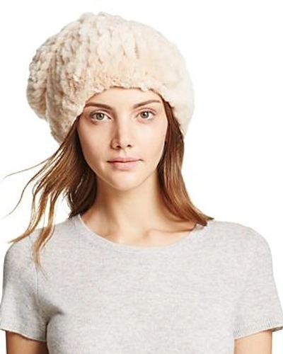 Shop Surell Rabbit Fur Slouch Hat In Beige