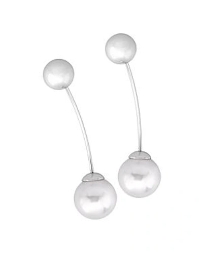 Shop Majorica Simulated Pearl Ball Earrings In Silver/white