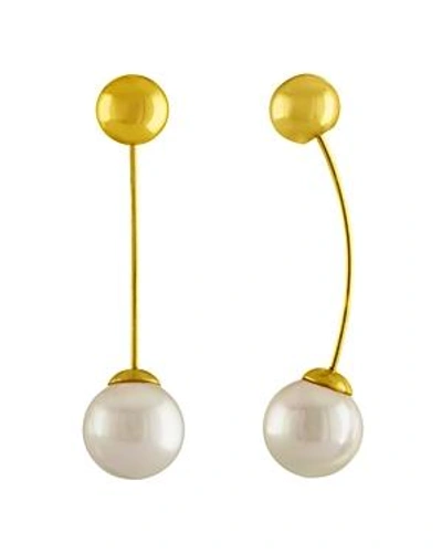 Shop Majorica Simulated Pearl Pull-through Earrings In White