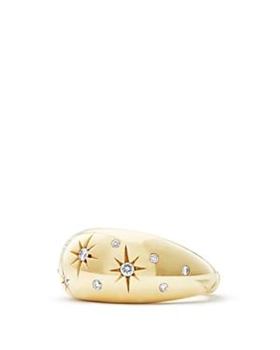 Shop David Yurman Pure Form Ring With Diamonds In 18k Gold In White/gold