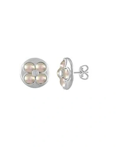 Shop Majorica Luck Circle Stud Earrings In White