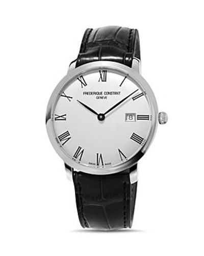 Shop Frederique Constant Slimline Watch With Leather Strap, 40mm In White/black