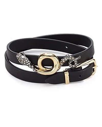 Shop Alexis Bittar Snake Charm Wrap Bracelet In Black/gold