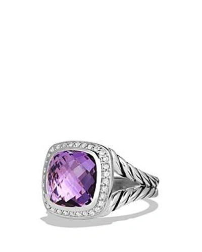 Shop David Yurman Albion Ring With Amethyst And Diamonds In Purple/silver