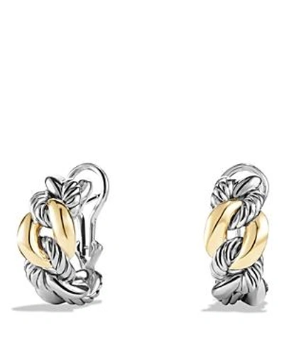 Shop David Yurman Belmont Earrings With 18k Yellow Gold In Silver/gold