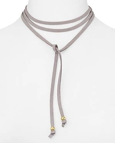 Shop Jules Smith Suede Wrap Choker Necklace, 58 In Gold/gray