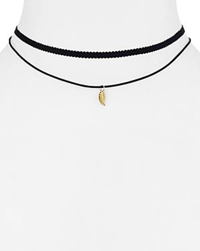 Shop Jules Smith Leaf Choker Necklace, 12 In Gold/black