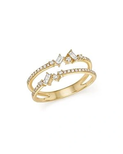 Shop Kc Designs 14k Yellow Gold Mosaic Diamond Double Bar Ring In White/gold