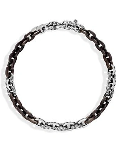 Shop John Hardy Sterling Silver Dot Link Necklace With Ebony Wood, 18 In Brown/silver